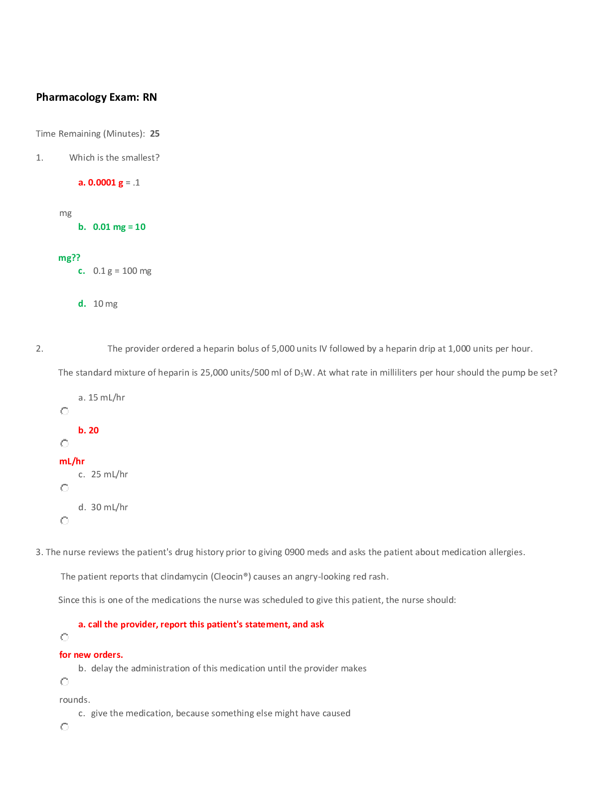Preview of NUR 3028 Pharmacology Exam  2020. All Answers Correct